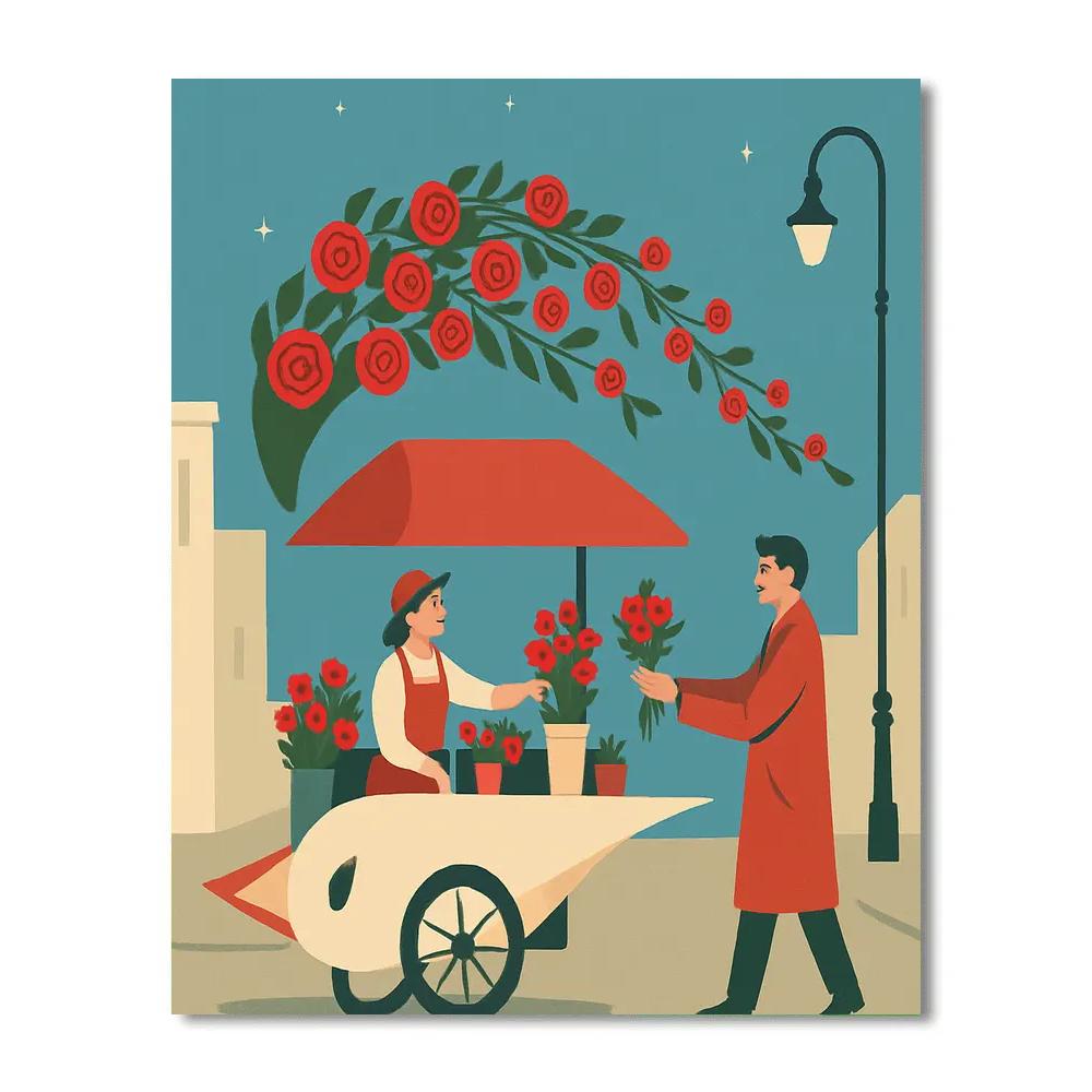 Rose Comet Valentines Day Flower Cart Paint by numbers kits