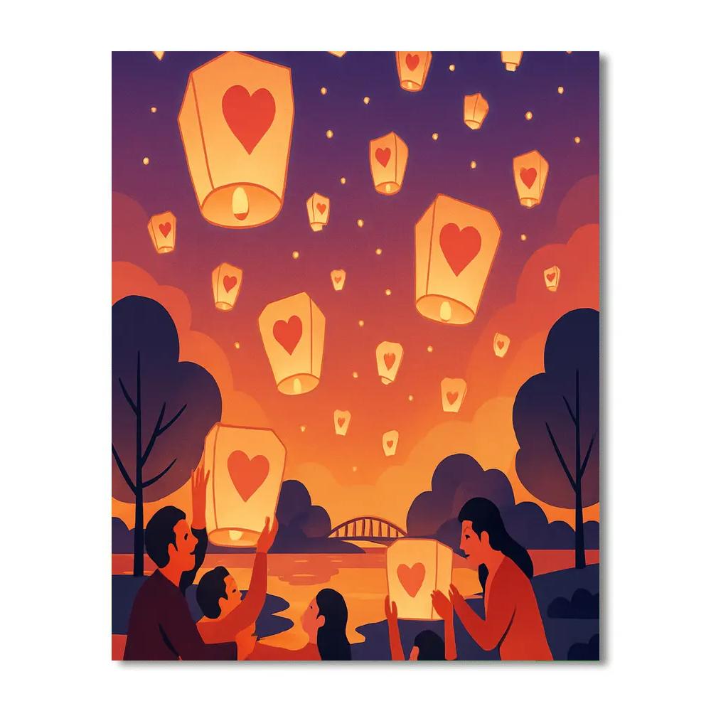 Sky Lantern Valentines Day Star Festival paint by color