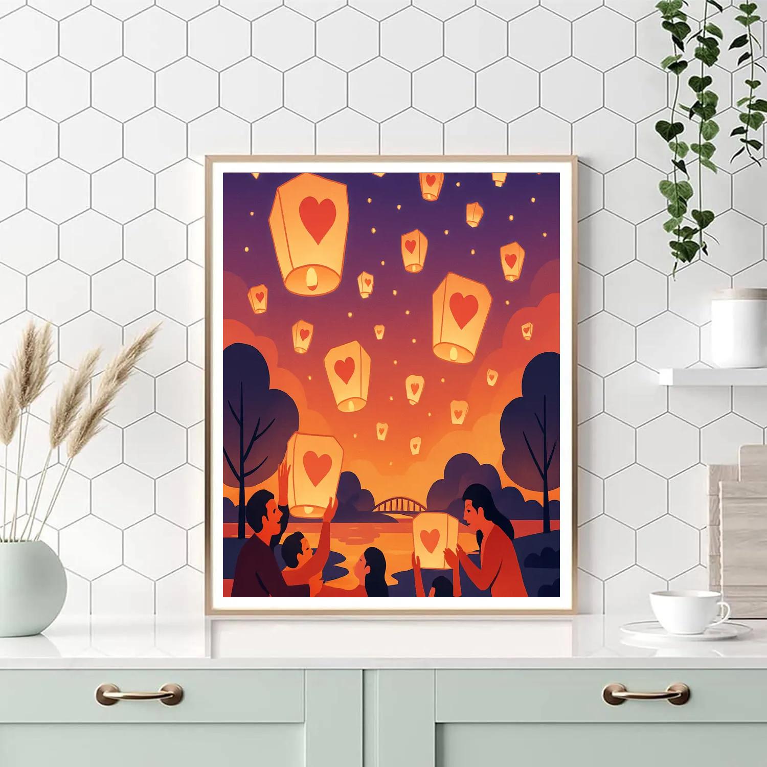 Sky Lantern Valentines Day Star Festival paint by color