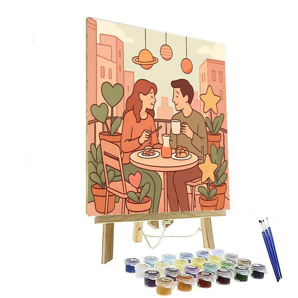 Valentines Day Space Garden Balcony Brunch Paint by numbers art
