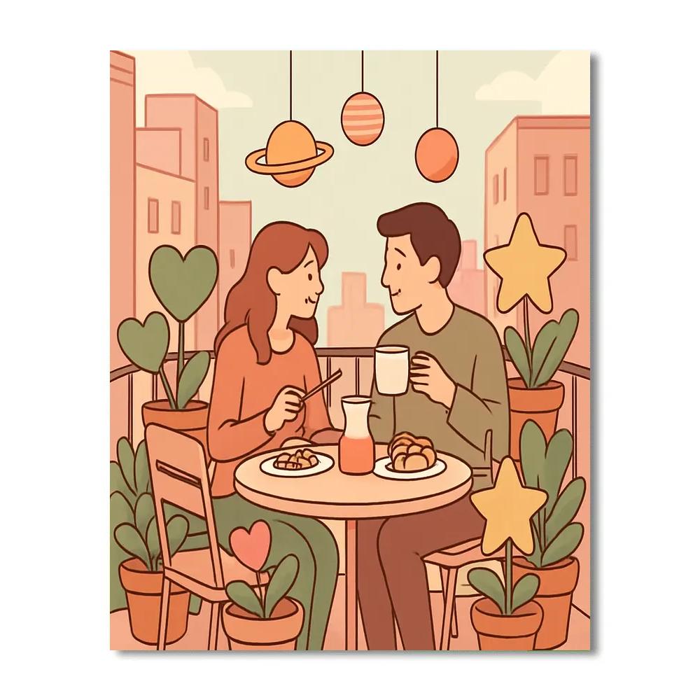 Valentines Day Space Garden Balcony Brunch Paint by numbers art