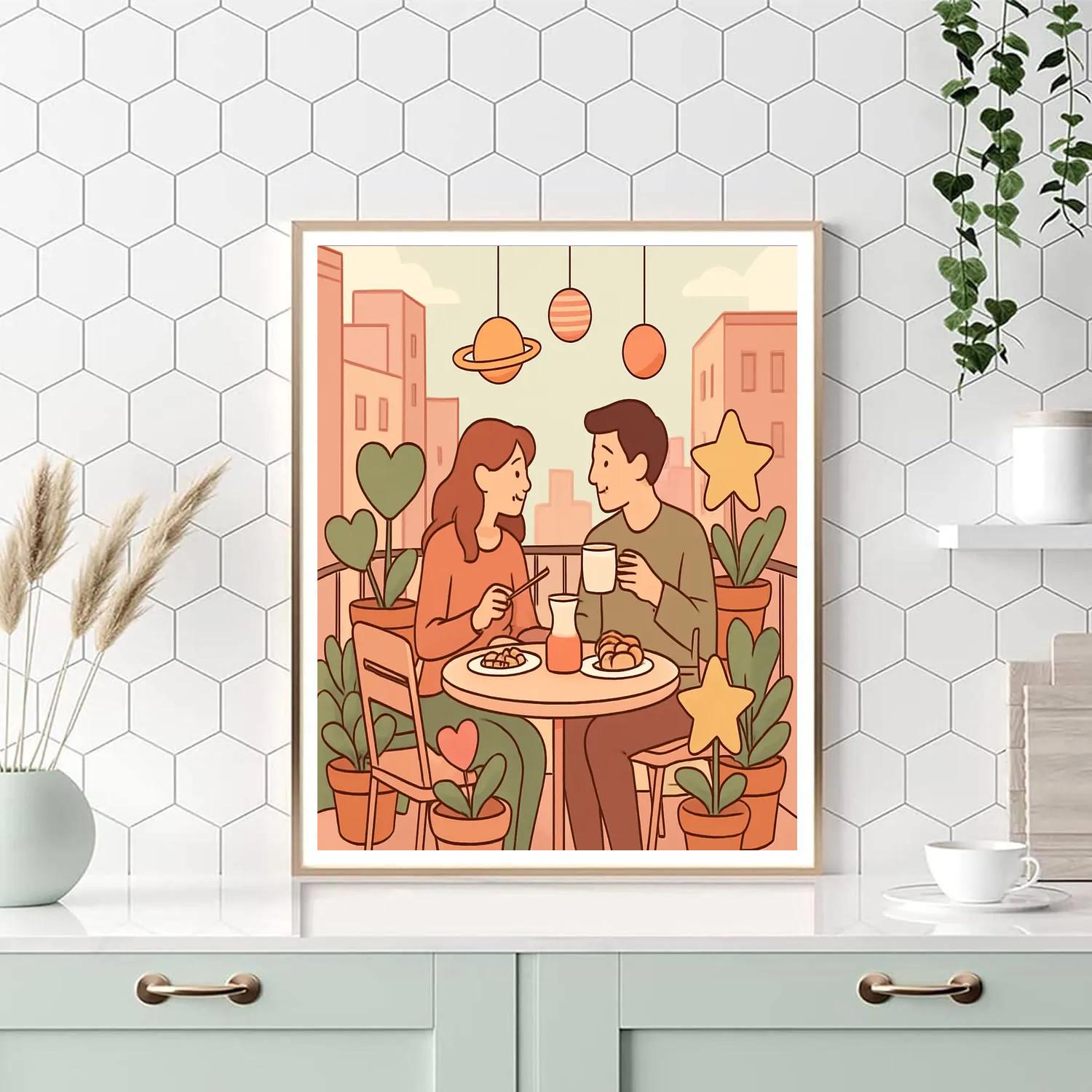 Valentines Day Space Garden Balcony Brunch Paint by numbers art