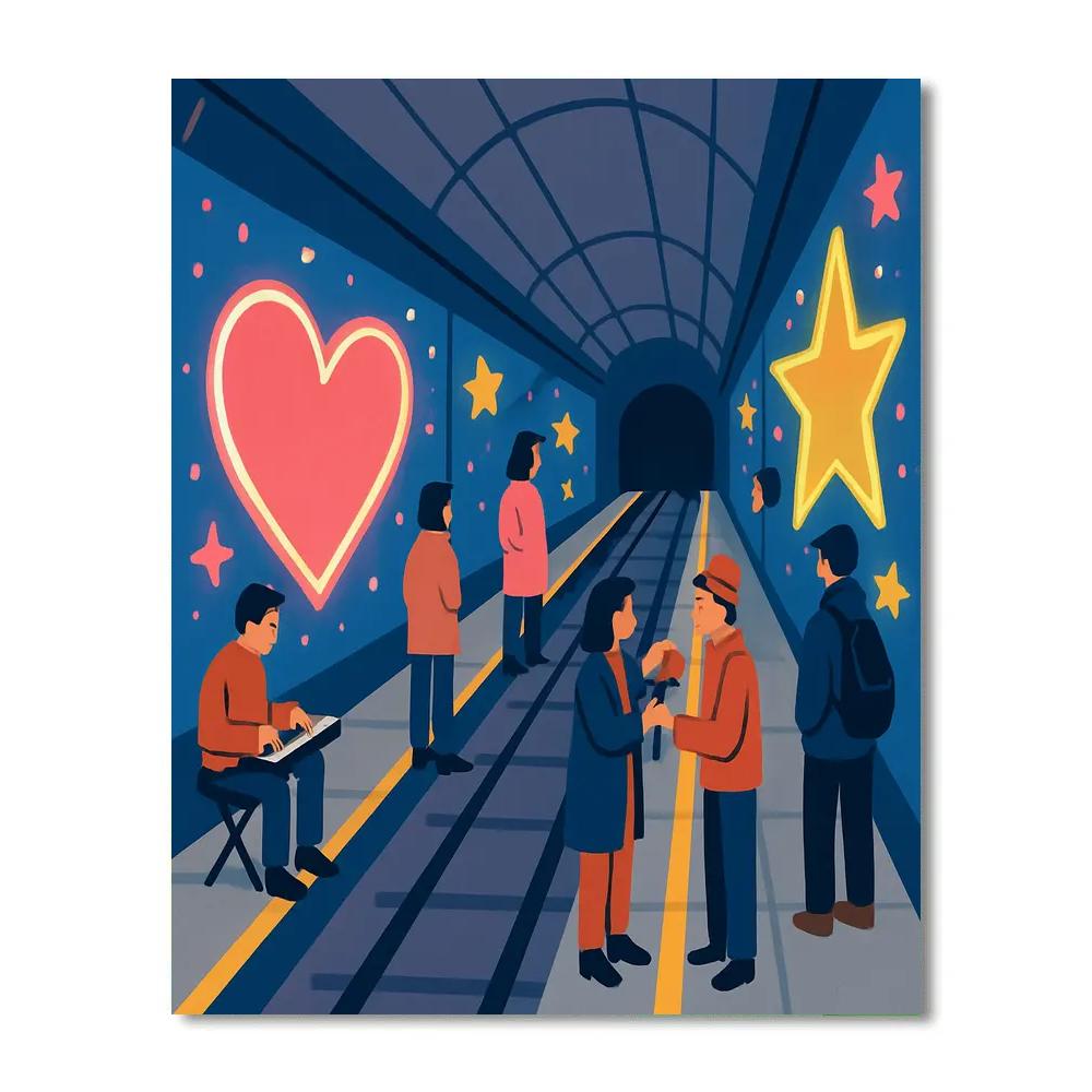 Subway Star Tunnel Valentines Day Commute DIY paint by numbers