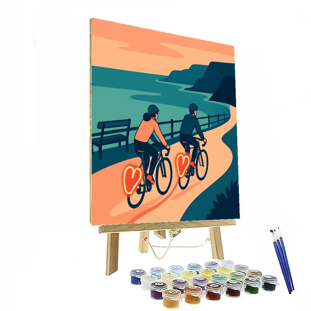 Comet Trail Valentines Day Bike Ride painting number kit