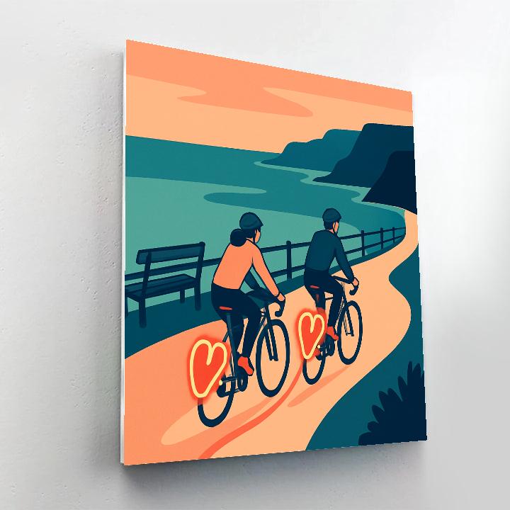 Comet Trail Valentines Day Bike Ride painting number kit
