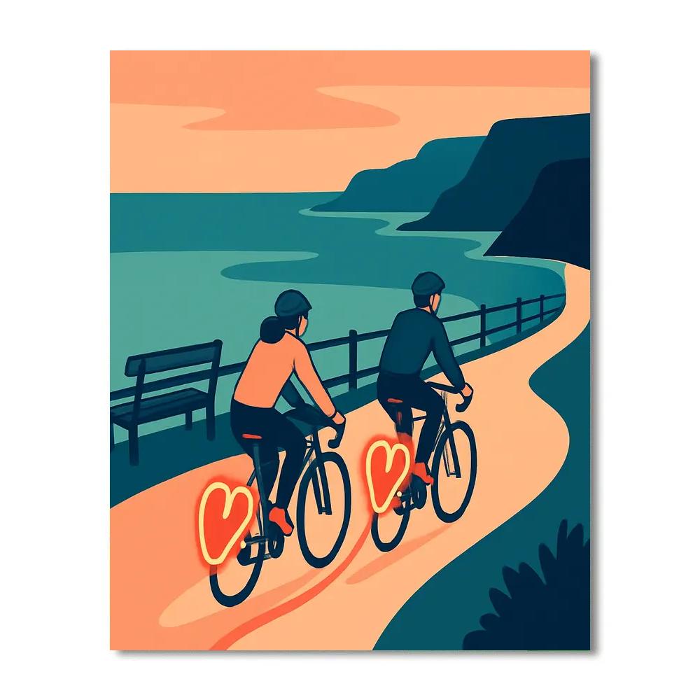 Comet Trail Valentines Day Bike Ride painting number kit