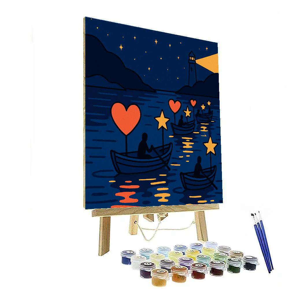 Star Harbor Valentines Day Boat Parade Paint by numbers kits