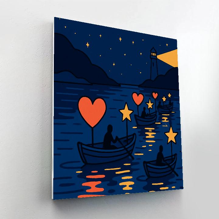 Star Harbor Valentines Day Boat Parade Paint by numbers kits