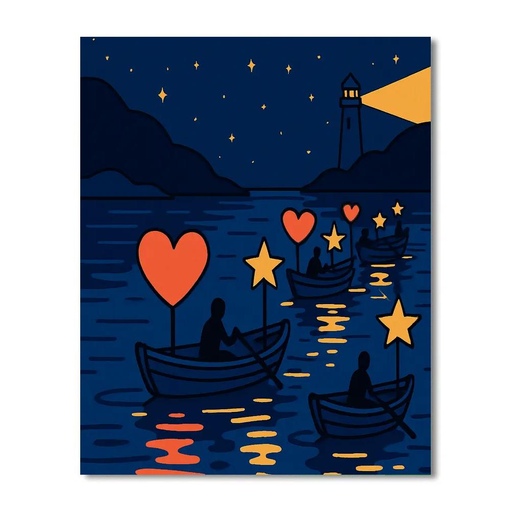 Star Harbor Valentines Day Boat Parade Paint by numbers kits