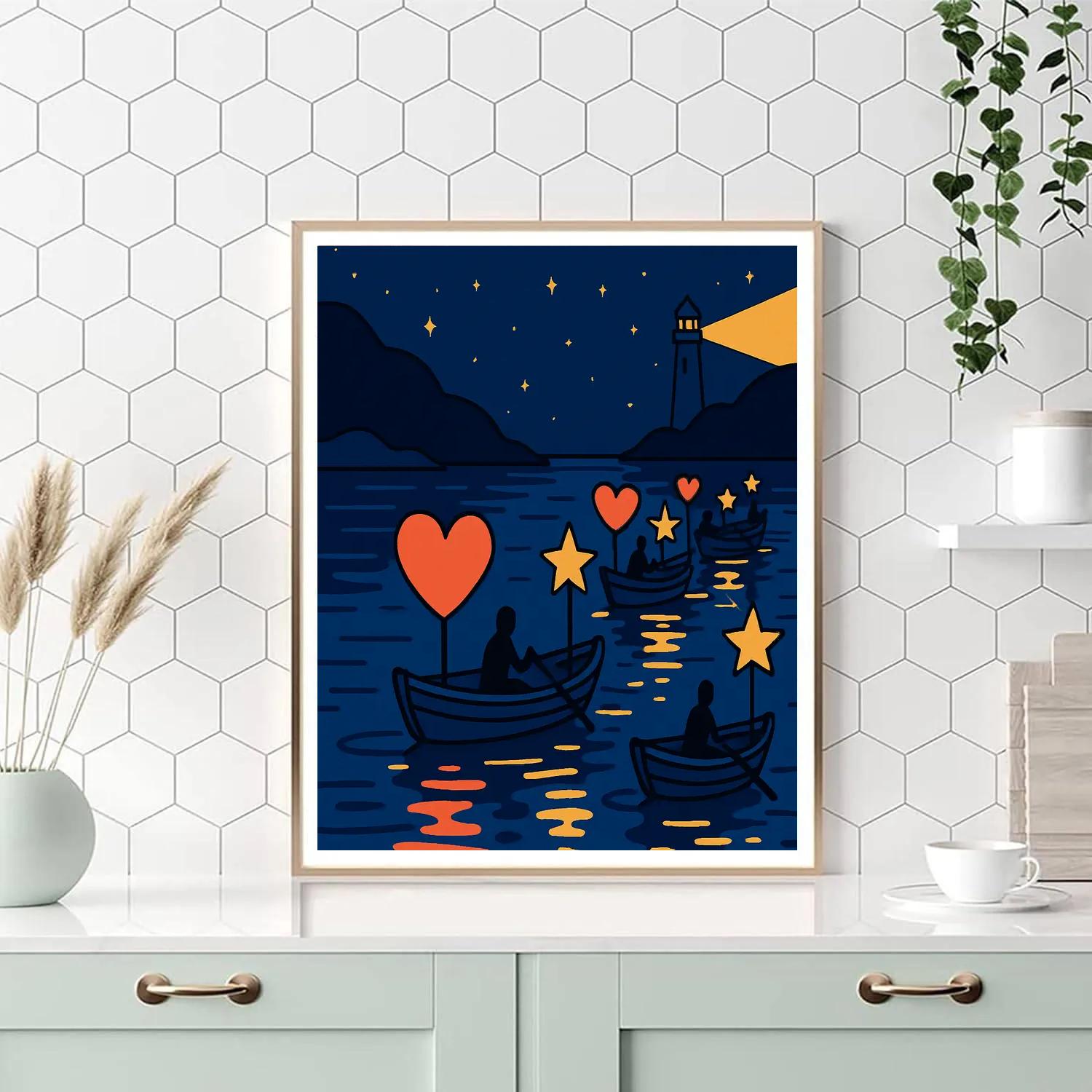 Star Harbor Valentines Day Boat Parade Paint by numbers kits