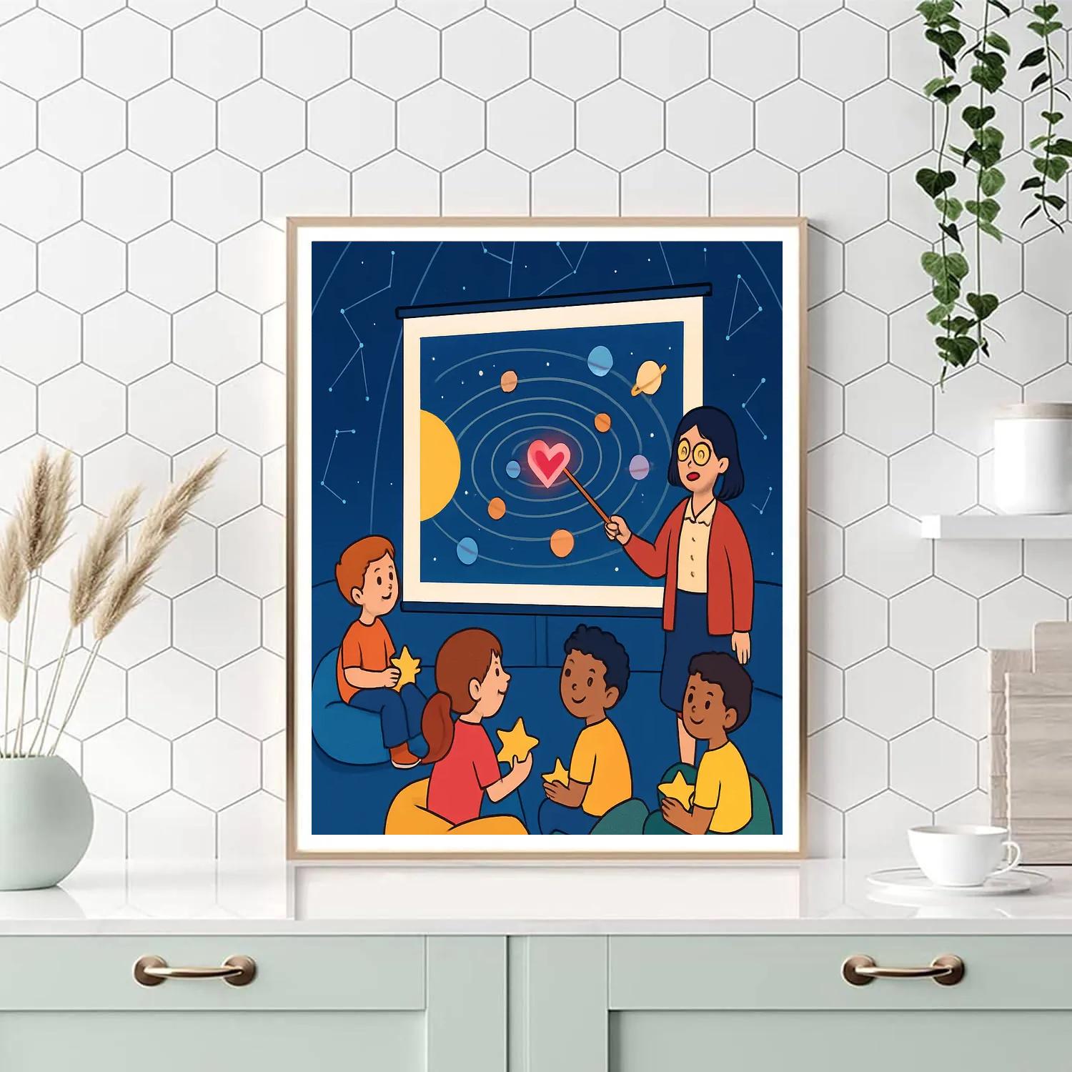 Planetarium Classroom Valentines Day Lesson Paint by numbers art
