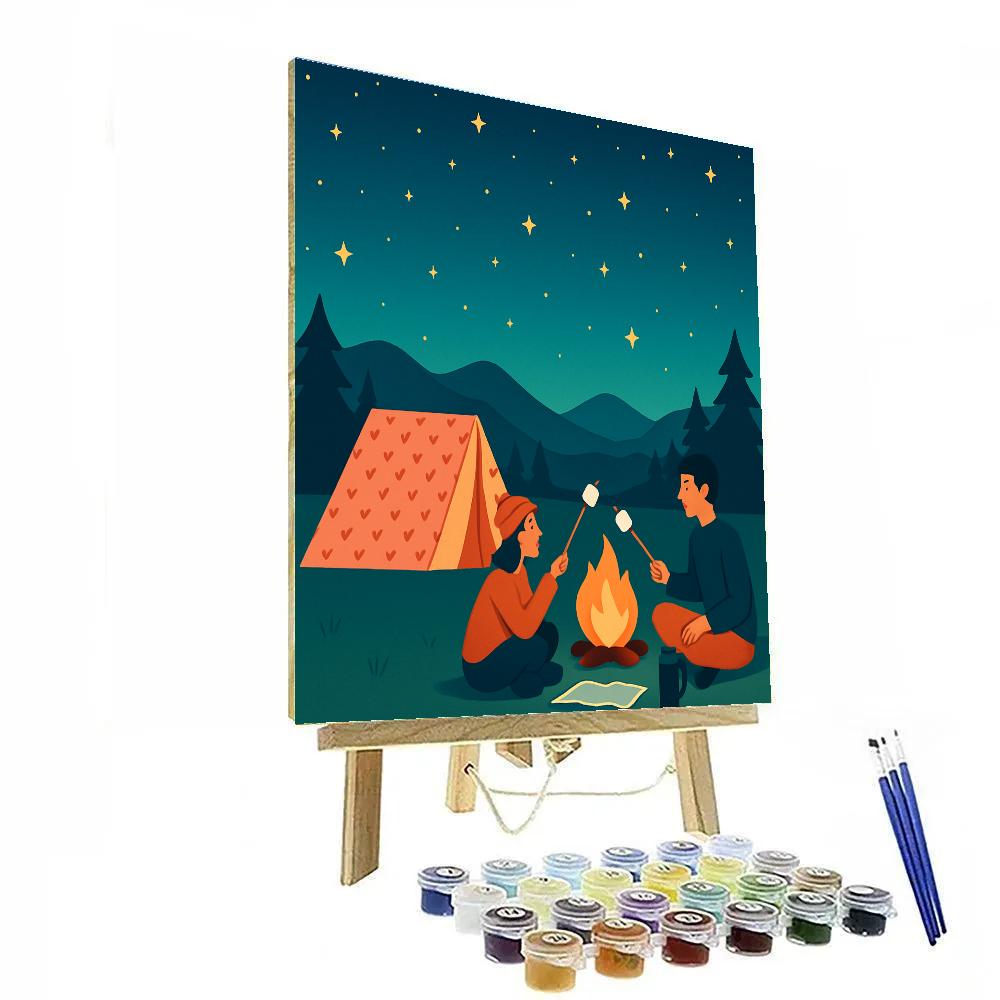 Valentines Day Star Tent Camping Night paint by numbers