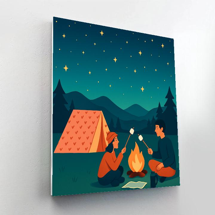 Valentines Day Star Tent Camping Night paint by numbers