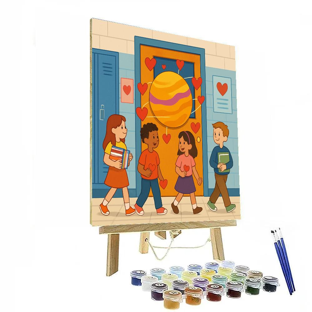 Orbiting Hearts Valentines Day Classroom Door Numbered painting kits