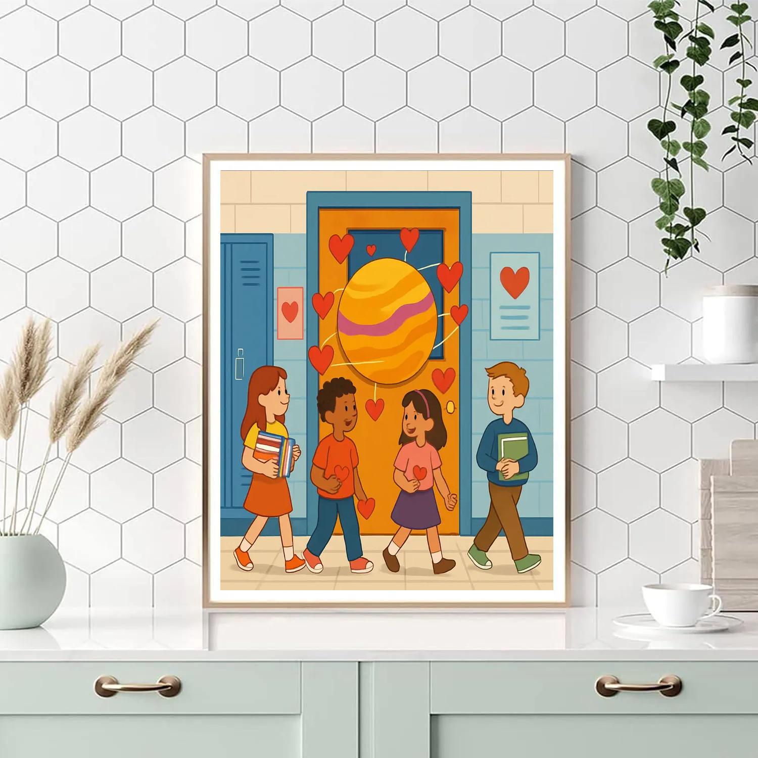 Orbiting Hearts Valentines Day Classroom Door Numbered painting kits