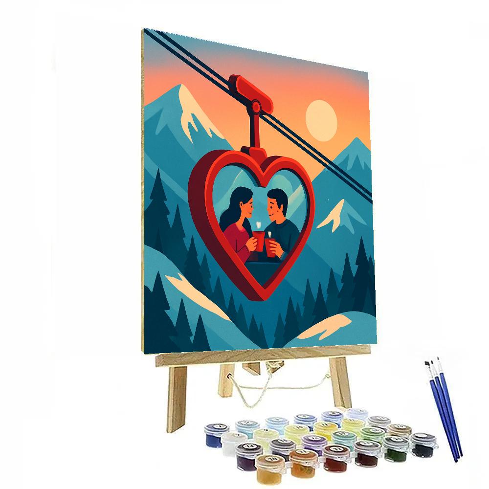 Sky Tram Valentines Day Mountain Ride paint by numbers