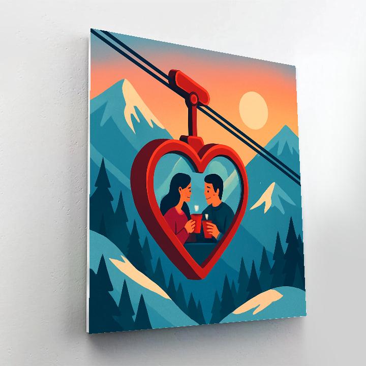 Sky Tram Valentines Day Mountain Ride paint by numbers