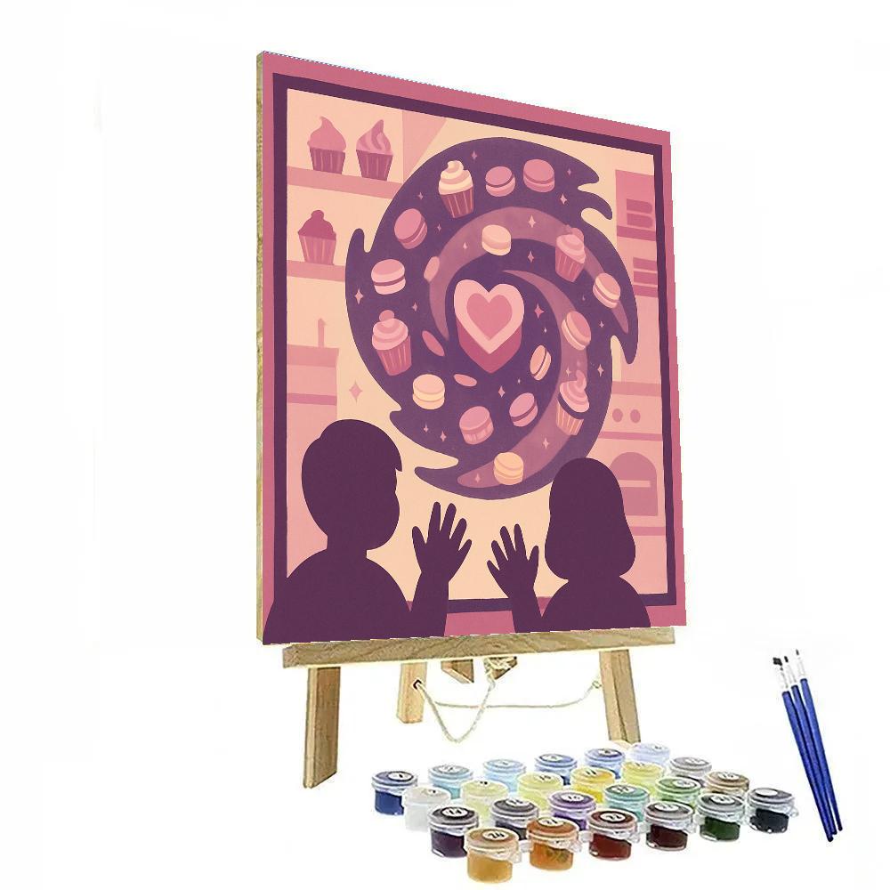 Nebula Bakery Valentines Day Window Display Number painting