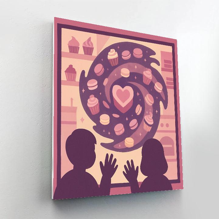 Nebula Bakery Valentines Day Window Display Number painting