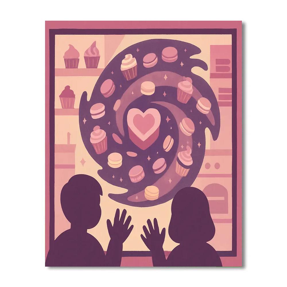 Nebula Bakery Valentines Day Window Display Number painting