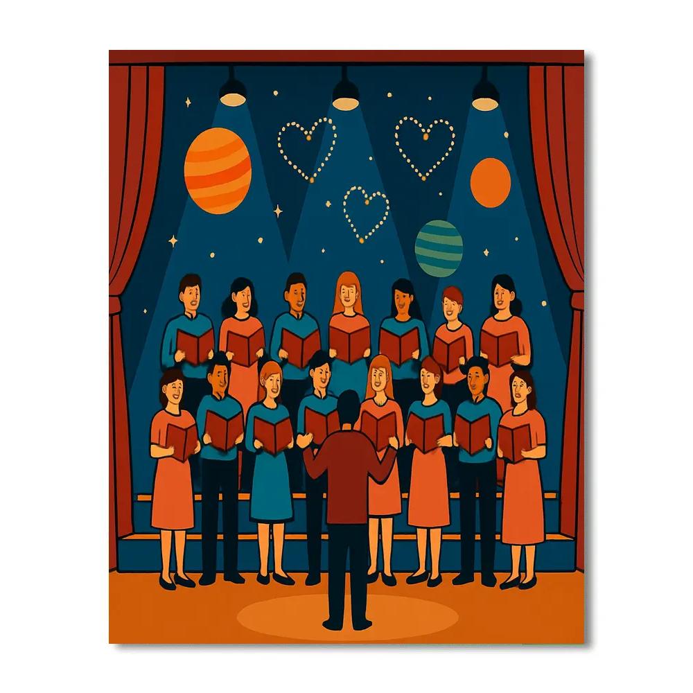Cosmic Choir Valentines Day Concert Stage Painting by numbers kit