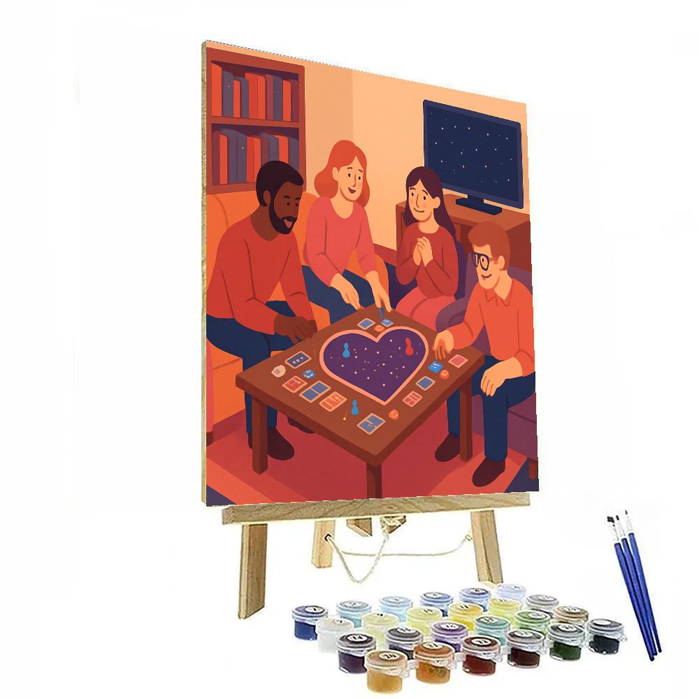 Galactic Game Night Valentines Day Living Room paint by numbers