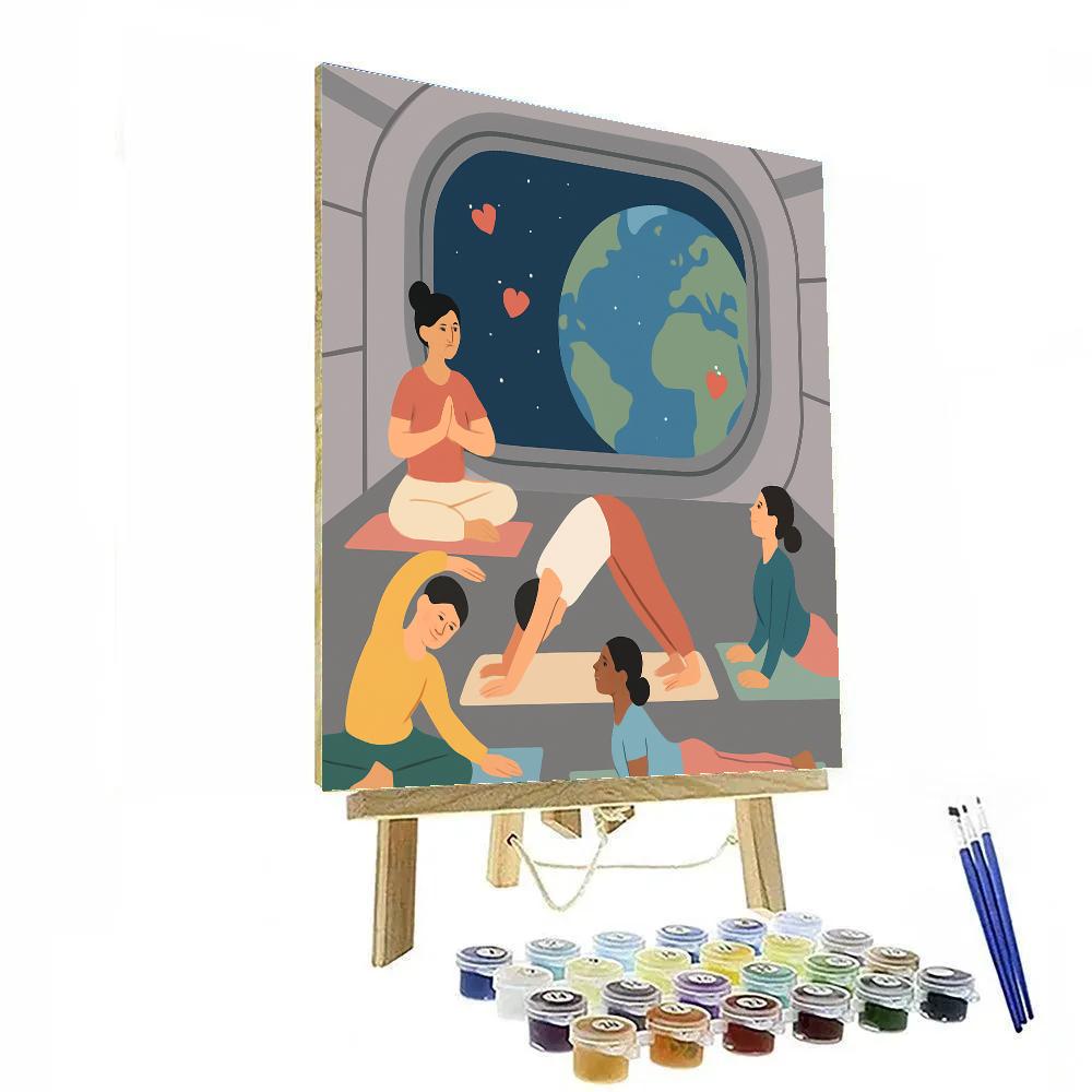 Space Station Valentines Day Yoga Session paint by numbers