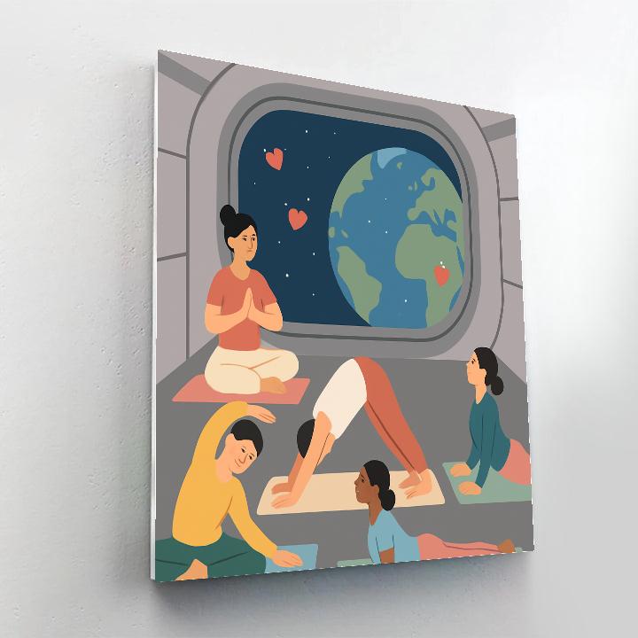 Space Station Valentines Day Yoga Session paint by numbers