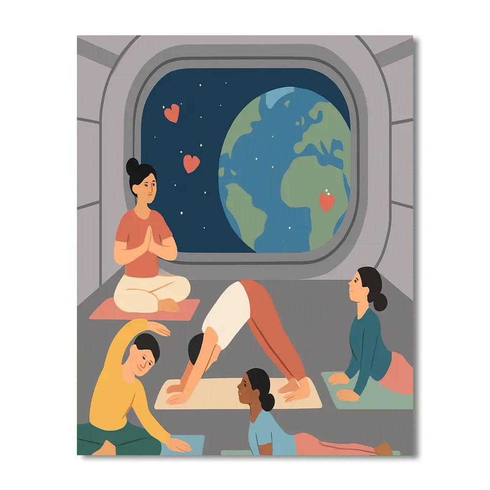 Space Station Valentines Day Yoga Session paint by numbers