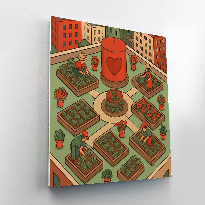 Valentines Day Satellite Garden Rooftop Farm paint by numbers