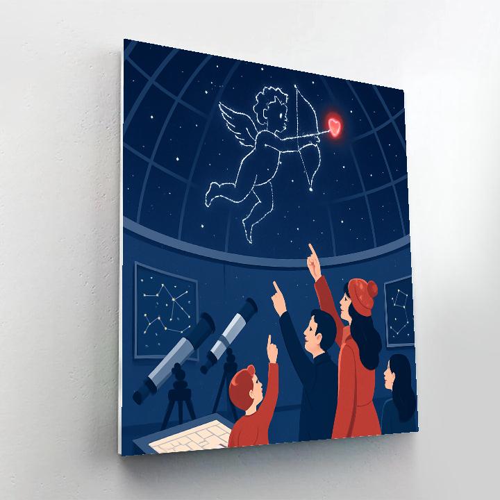 Cupid Constellation Valentines Day Observatory Night Number painting