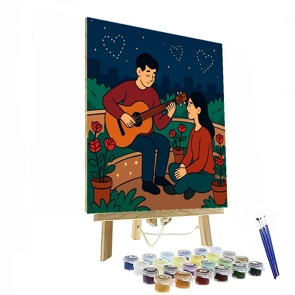 Valentines Day Starlit Rooftop Garden Serenade painting number kit