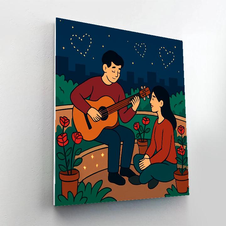 Valentines Day Starlit Rooftop Garden Serenade painting number kit