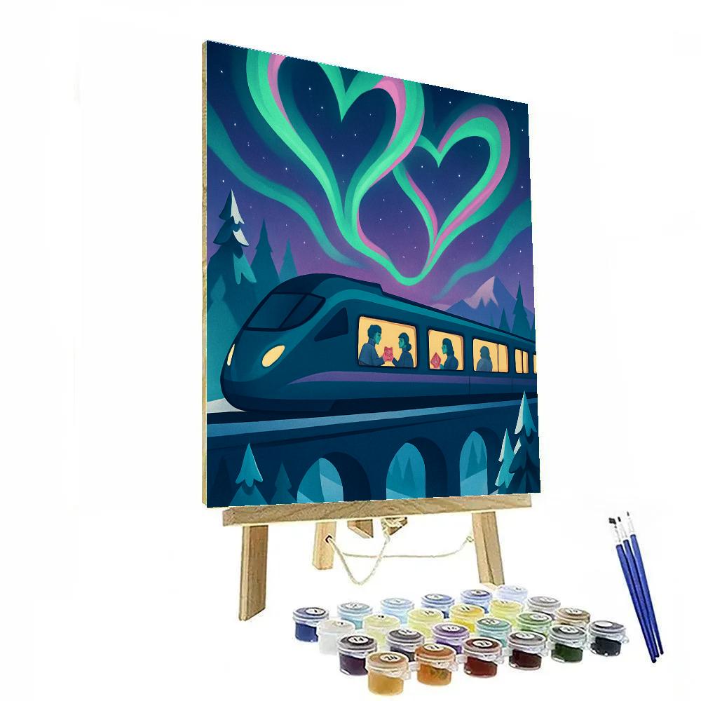 Aurora Train Valentines Day Crossing paint by number