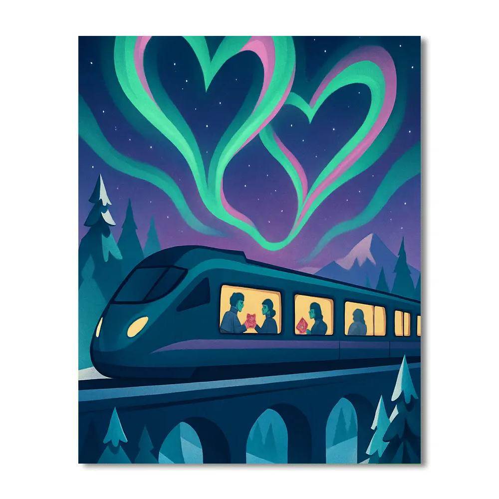 Aurora Train Valentines Day Crossing paint by number