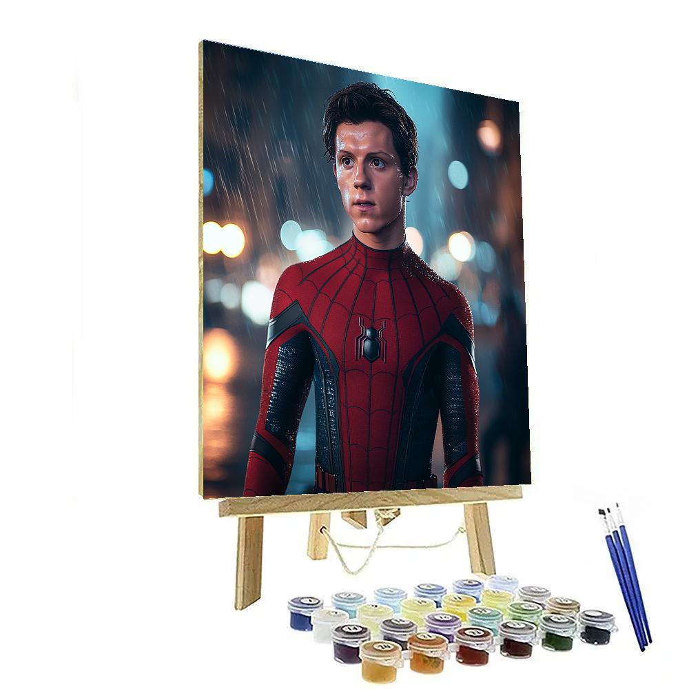 Tom Holland Swinging Between Stardom And Streetlight Heroics Painting by numbers kit