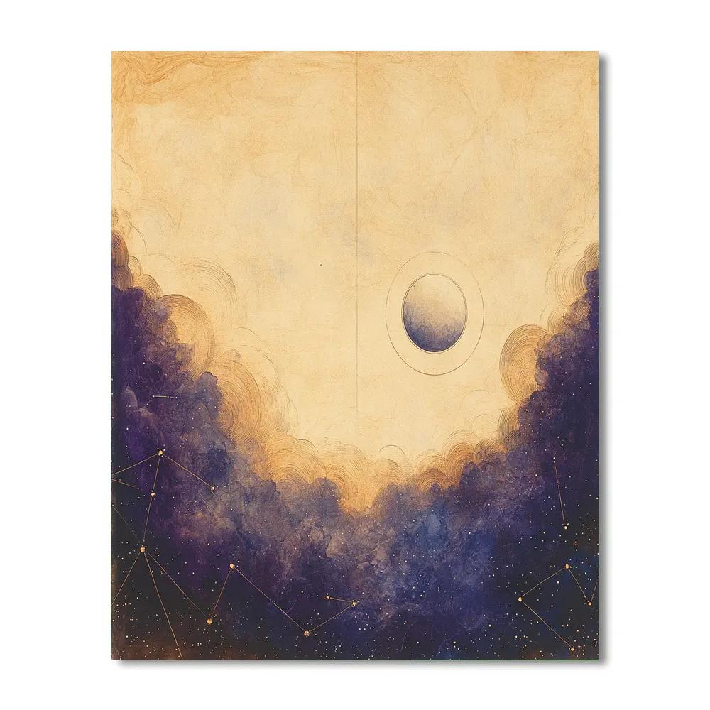 Leonardo Da Vinci Inspired Sfumato Nebulae And Planetary Orbits Number painting