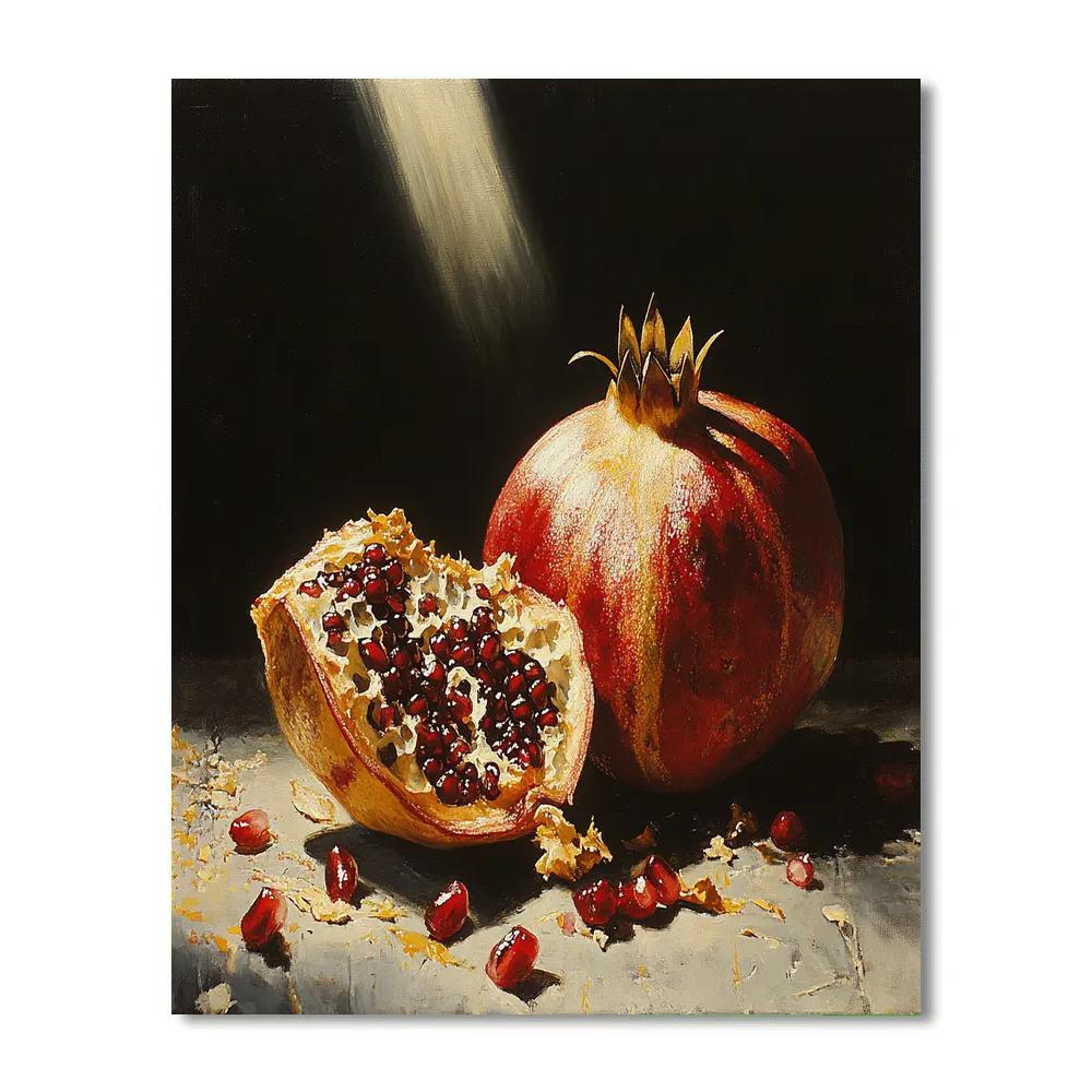 Caravaggio Inspired Eclipse Lit Pomegranate Rind paint by number