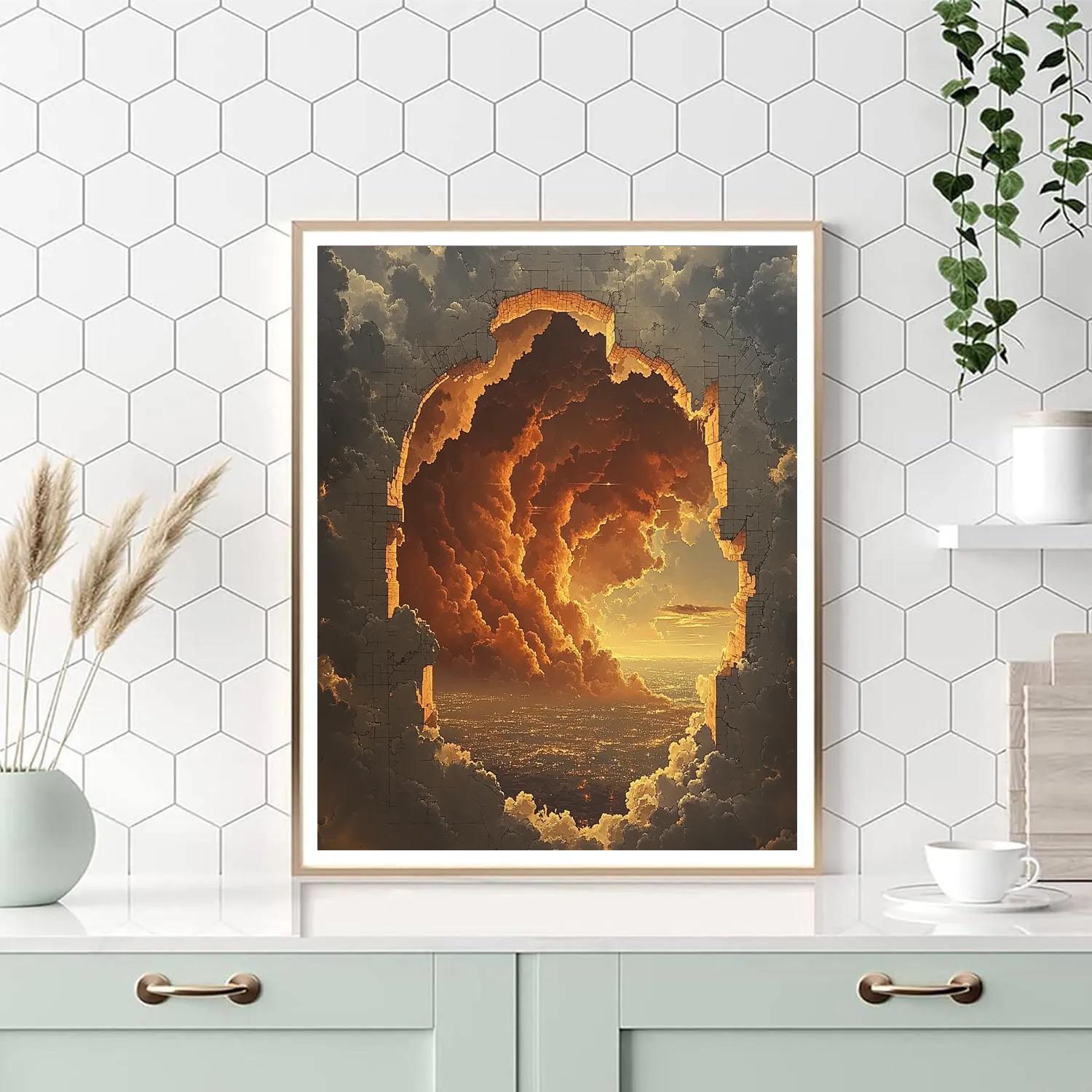 Michelangelo Inspired Citylights Cloud Canopy Painting by numbers kit