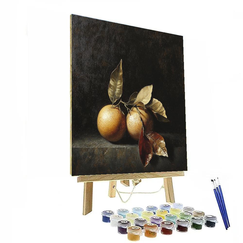 Caravaggio Inspired Nebula Shadowed Withering Citrus Leaves DIY paint by numbers