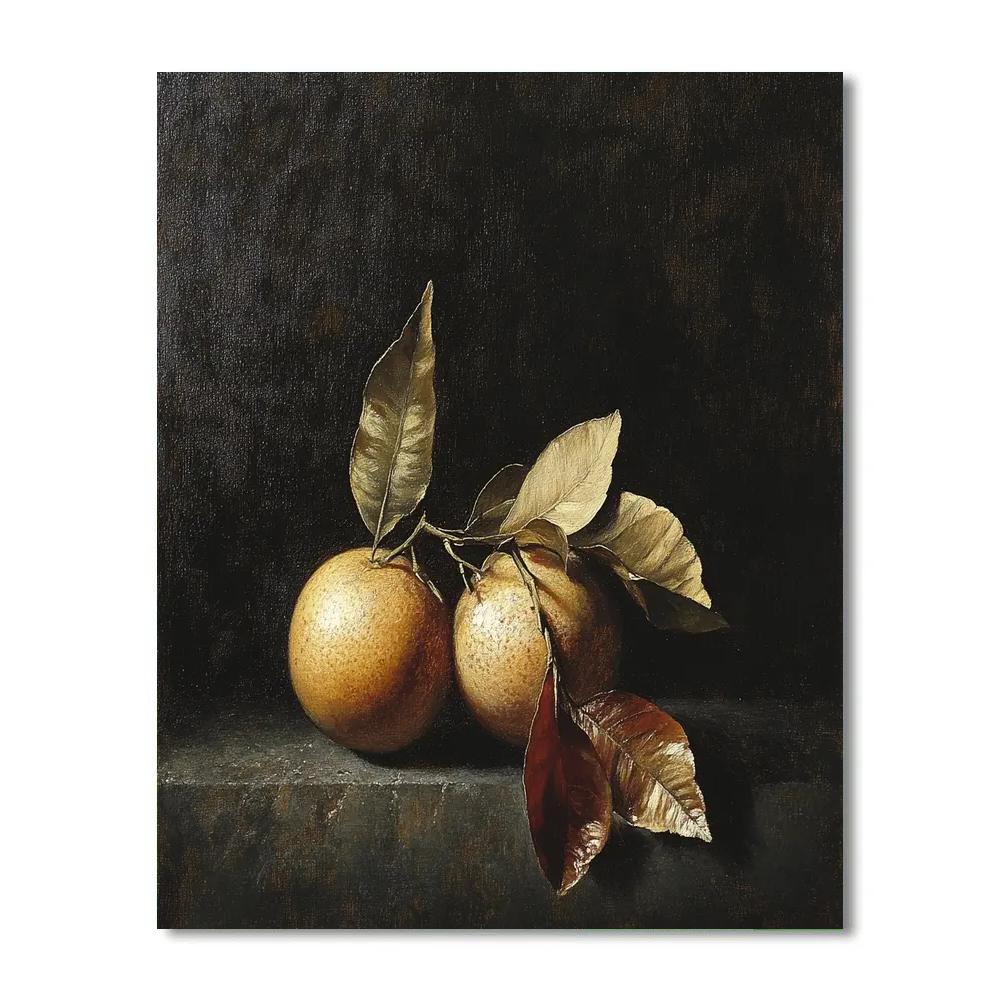 Caravaggio Inspired Nebula Shadowed Withering Citrus Leaves DIY paint by numbers