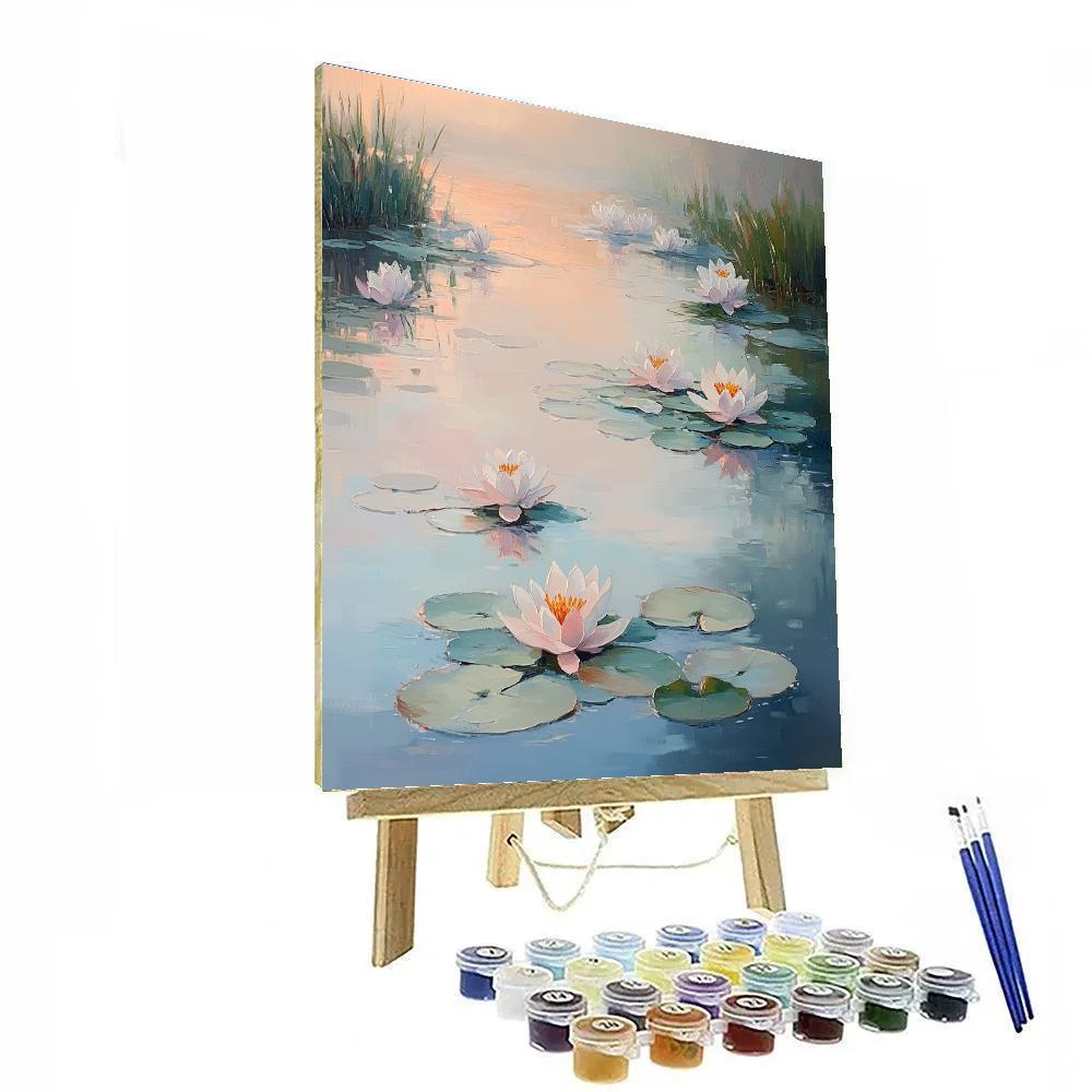 Claude Monet Inspired Water Lilies Under Morning Mist paint by number