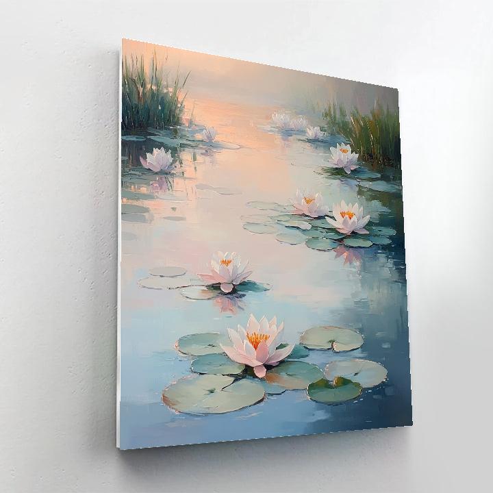 Claude Monet Inspired Water Lilies Under Morning Mist paint by number