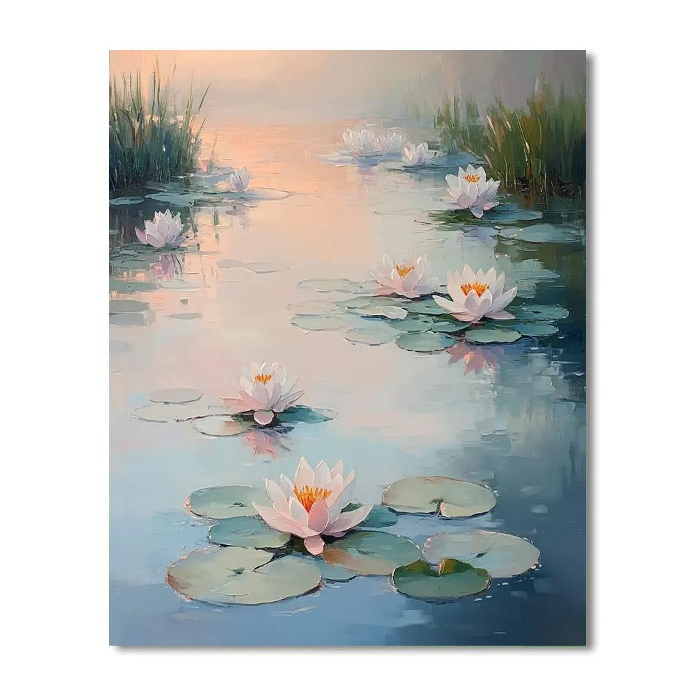 Claude Monet Inspired Water Lilies Under Morning Mist paint by number