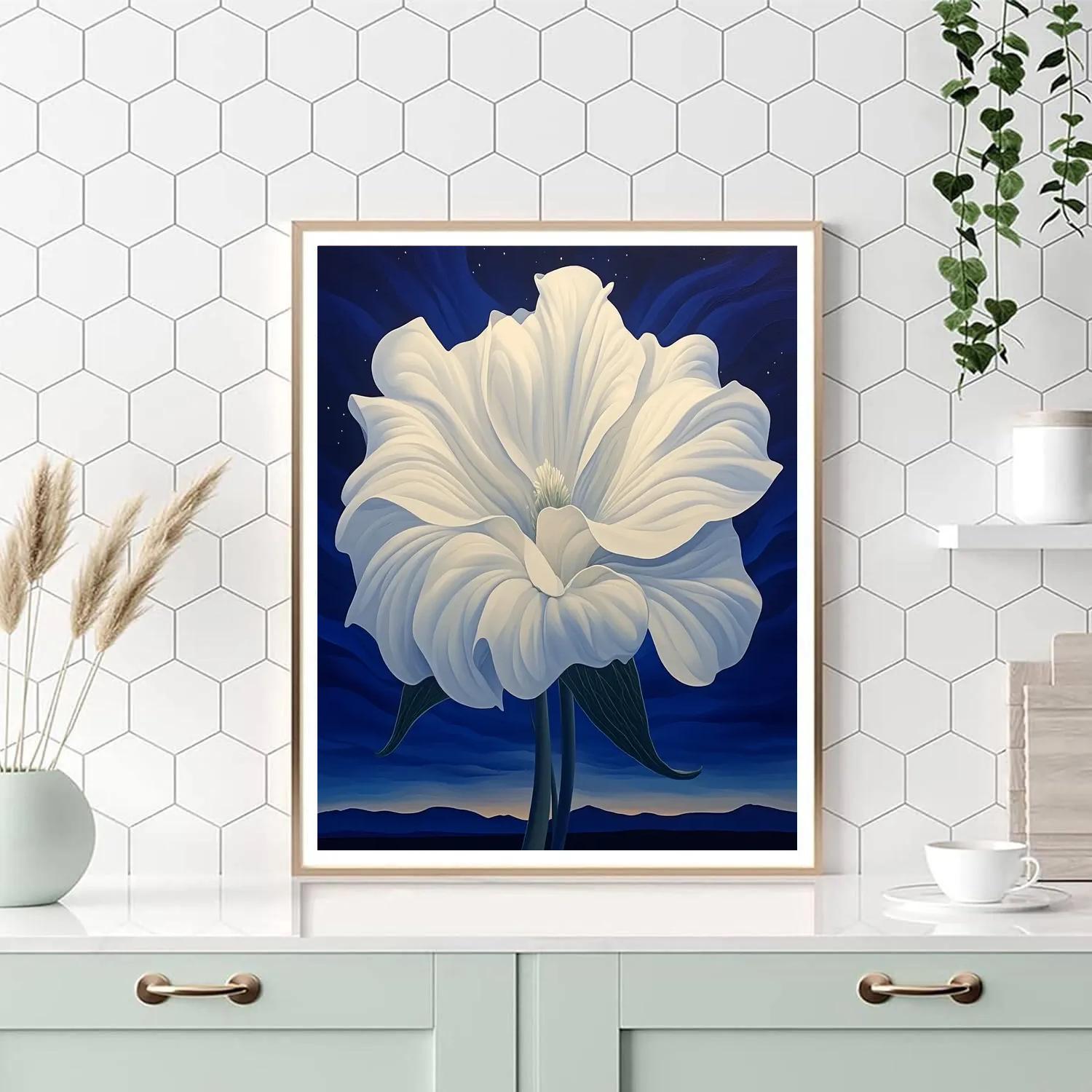 Georgia O’Keeffe Inspired Moonlit White Datura Bloom painting number kit