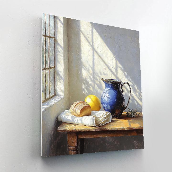 Johannes Vermeer Inspired Lapis Jug And Lemon On A Sunlit Delft Table Numbered painting kits