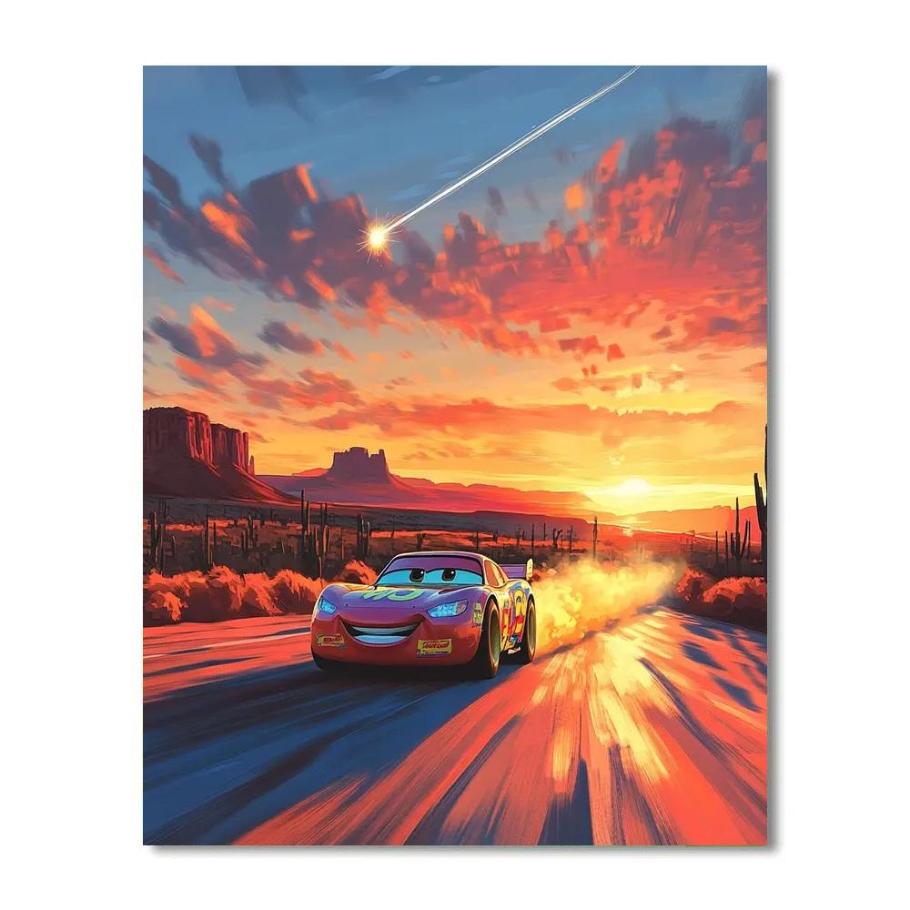 Lightning McQueen Desert Meteor Dash Disney Inspired paint by number