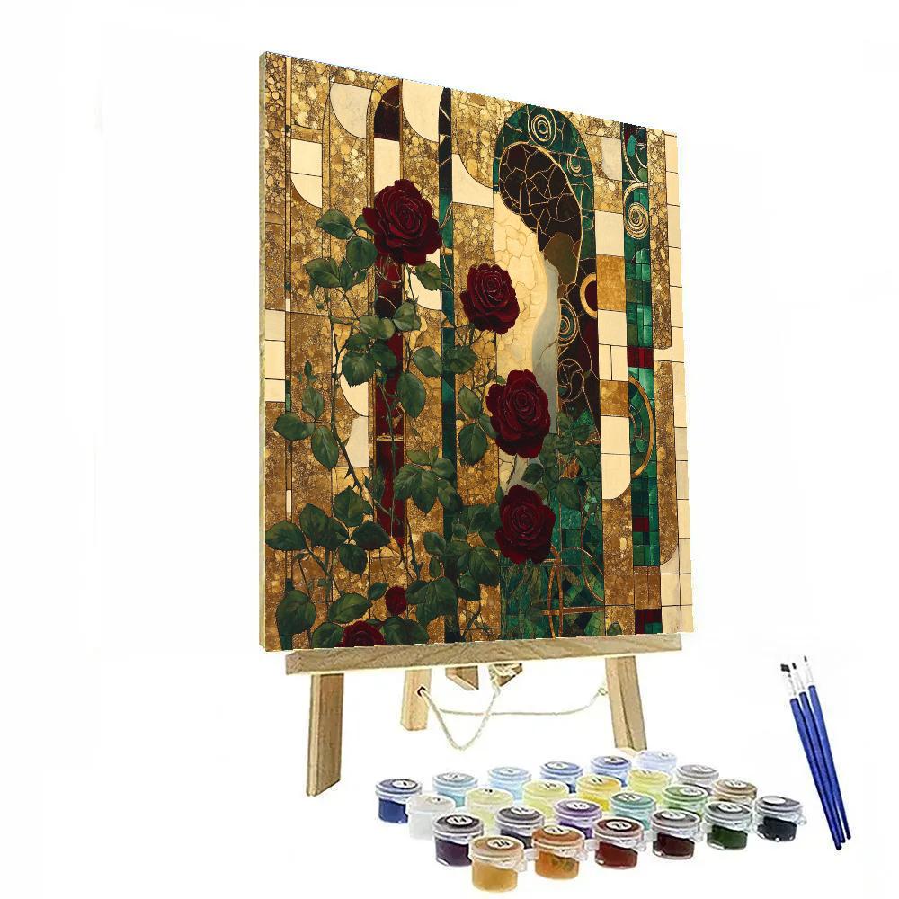 Gustav Klimt Inspired Golden Garden Of Roses painting number kit