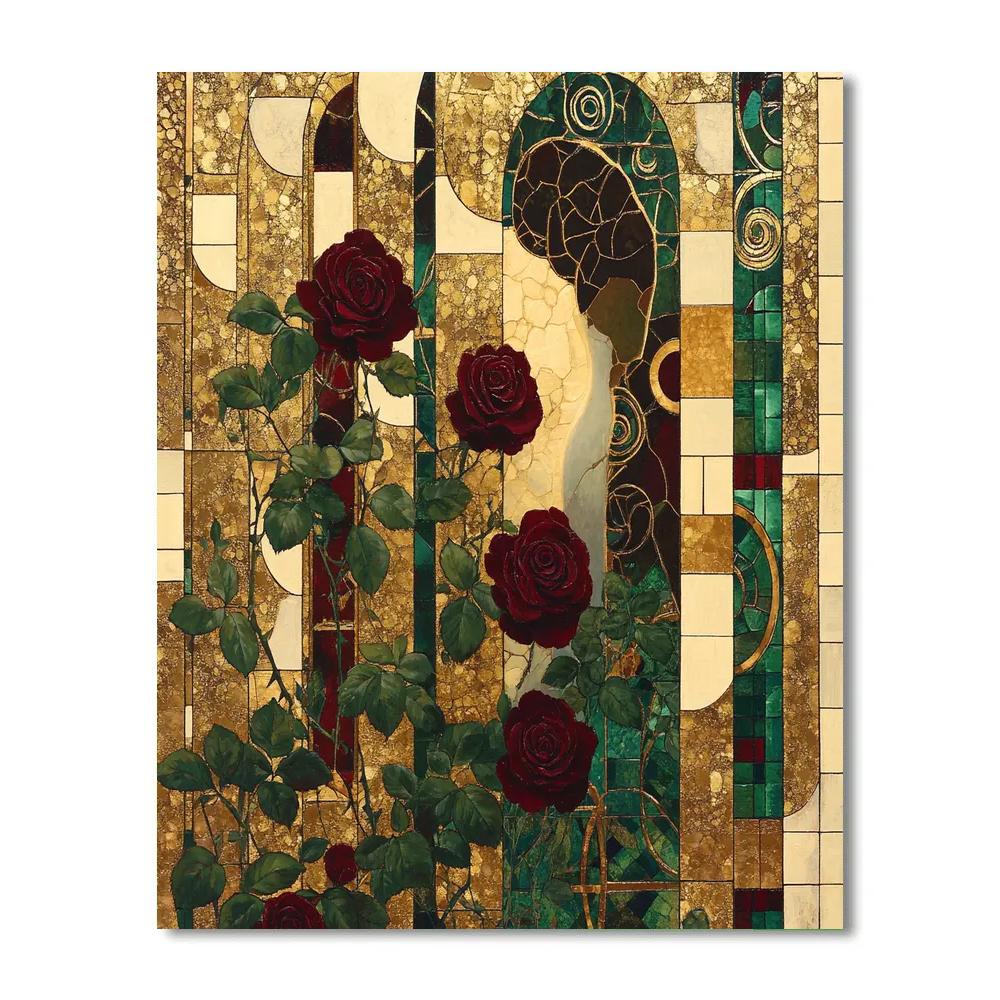 Gustav Klimt Inspired Golden Garden Of Roses painting number kit