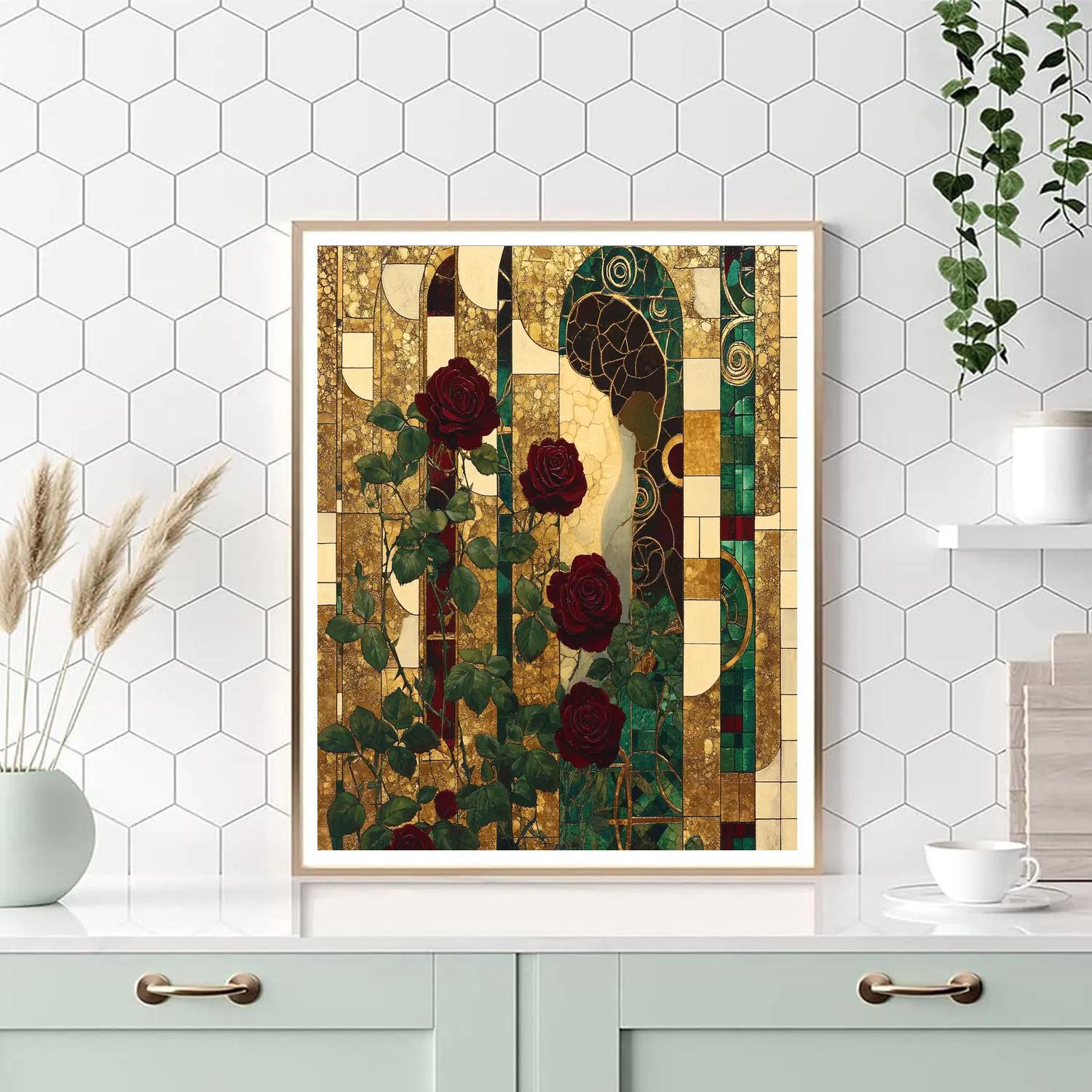 Gustav Klimt Inspired Golden Garden Of Roses painting number kit